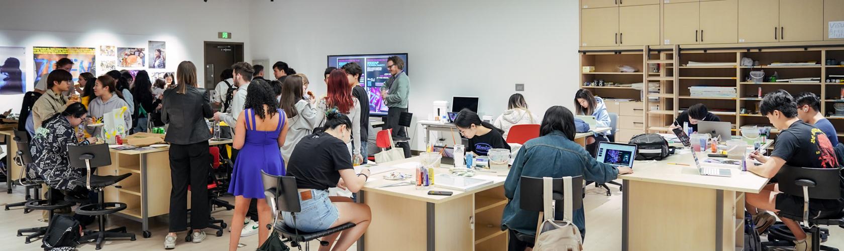 Student event in the studio space